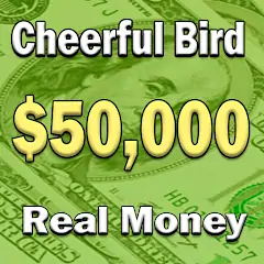 Cheerful bird. Get money.