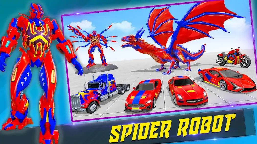 Download Spider Robot: Robot Car Games [MOD, Unlimited money/gems] + Hack [MOD, Menu] for Android