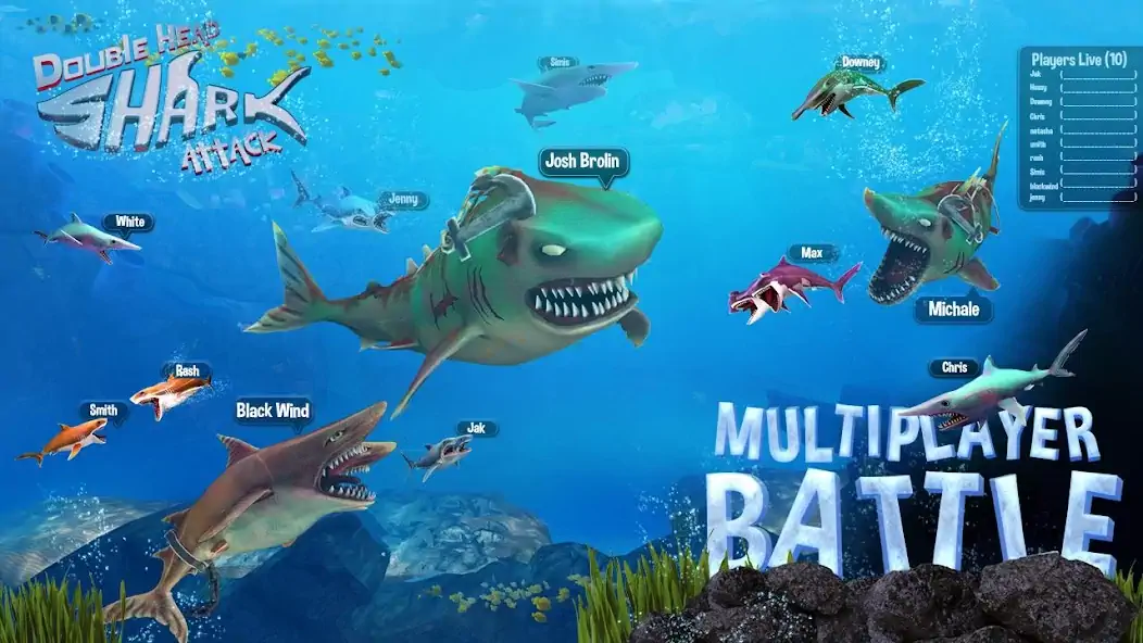 Download Double Head Shark Attack PVP [MOD, Unlimited money] + Hack [MOD, Menu] for Android