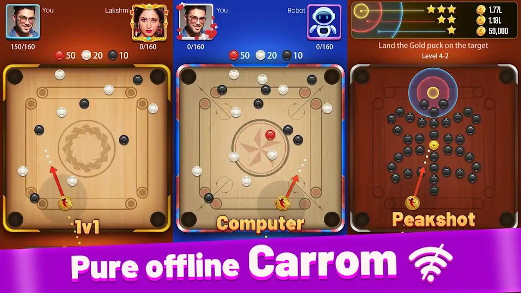 Download Carrom Lite-Board Offline Game [MOD, Unlimited money/gems] + Hack [MOD, Menu] for Android