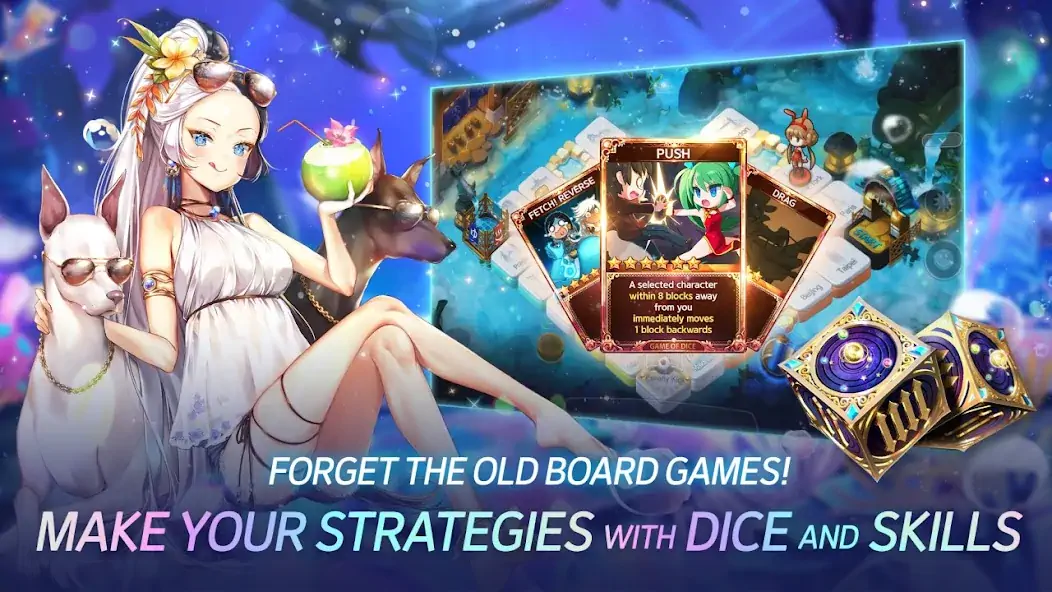 Download Game of Dice: Board&Card&Anime [MOD, Unlimited coins] + Hack [MOD, Menu] for Android