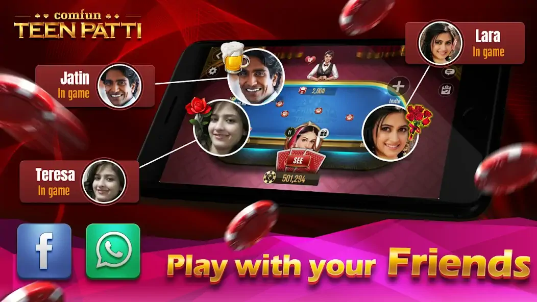 Download Teen Patti Comfun Card Online [MOD, Unlimited money/coins] + Hack [MOD, Menu] for Android