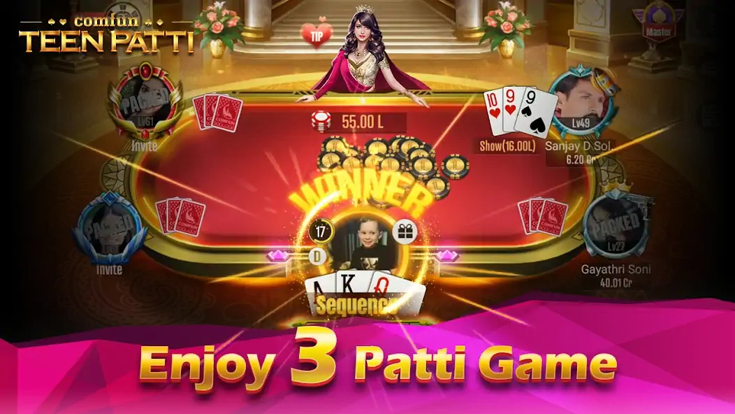 Download Teen Patti Comfun Card Online [MOD, Unlimited money/coins] + Hack [MOD, Menu] for Android