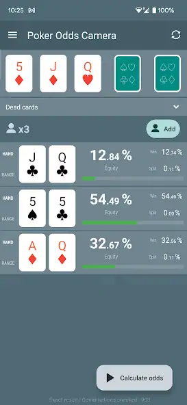 Download Poker Odds Camera Calculator [MOD, Unlimited coins] + Hack [MOD, Menu] for Android