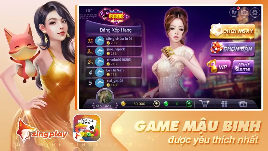 Download Poker VN ZingPlay ( Mậu Binh) [MOD, Unlimited money] + Hack [MOD, Menu] for Android