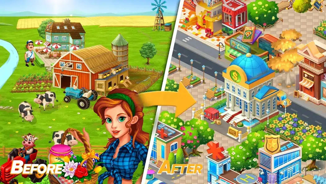 Download Big Farmer Town: Offline Games [MOD, Unlimited money/gems] + Hack [MOD, Menu] for Android