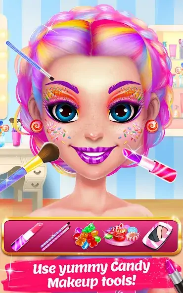 Download Candy Makeup Beauty Game [MOD, Unlimited coins] + Hack [MOD, Menu] for Android