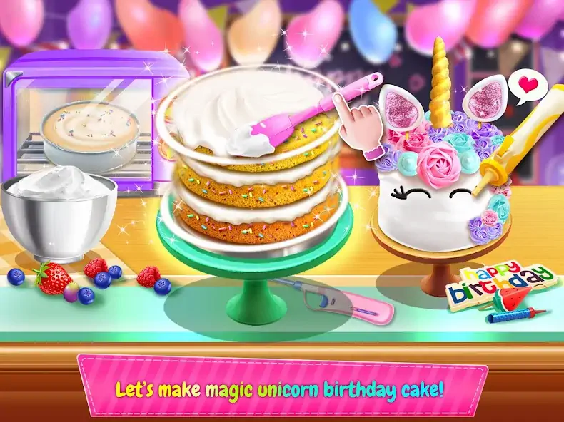 Download Birthday Cake Baking Design [MOD, Unlimited money/gems] + Hack [MOD, Menu] for Android