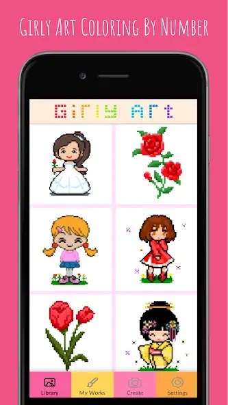 Download Girly Art Coloring By Number [MOD, Unlimited money/gems] + Hack [MOD, Menu] for Android