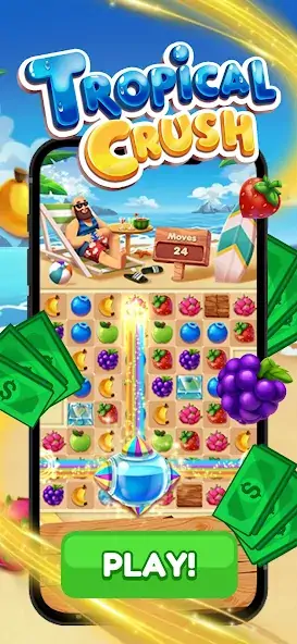 Download Tropical Crush Win Cash Prizes [MOD, Unlimited money] + Hack [MOD, Menu] for Android