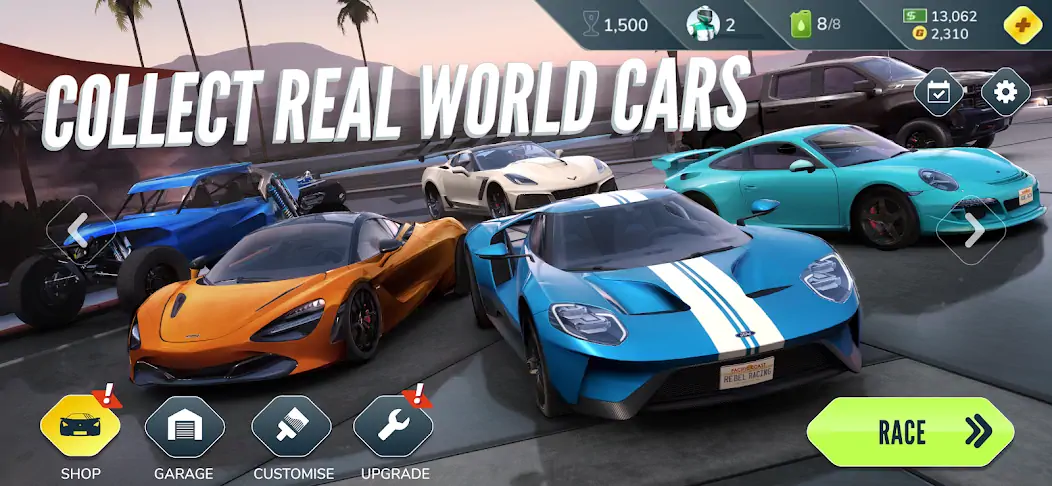 Download Rebel Racing [MOD, Unlimited coins] + Hack [MOD, Menu] for Android
