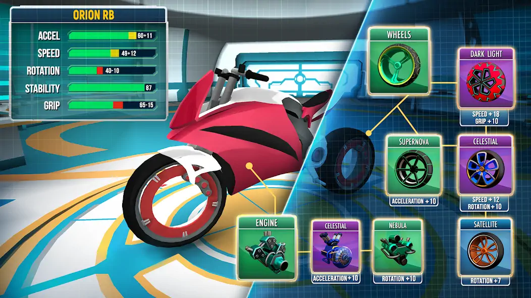 Download Gravity Rider: Space Bike Race [MOD, Unlimited money/gems] + Hack [MOD, Menu] for Android