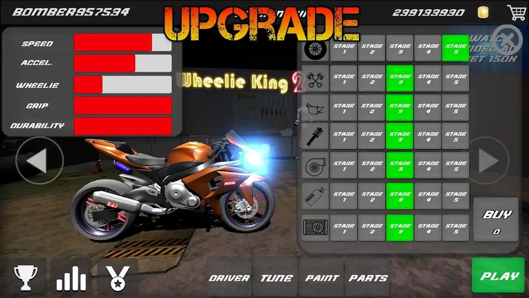 Download Wheelie King 2 - manual gears [MOD, Unlimited money] + Hack [MOD, Menu] for Android