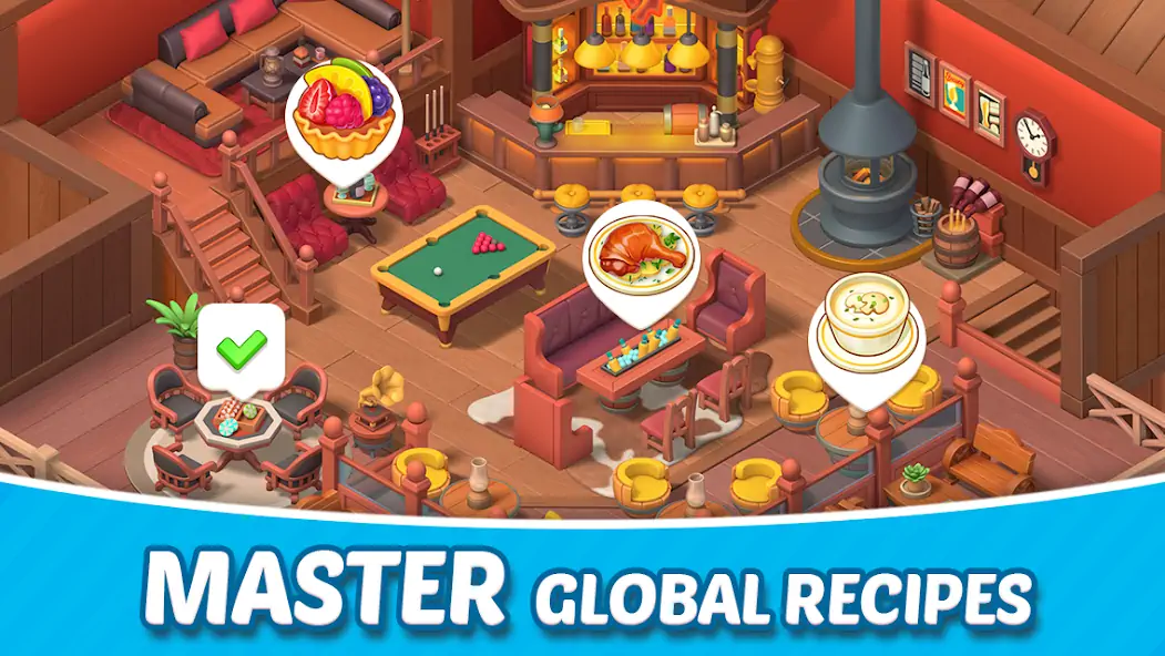 Download Merge Cooking:Theme Restaurant [MOD, Unlimited coins] + Hack [MOD, Menu] for Android