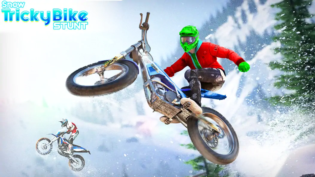 Download Snow Tricky Bike Stunt Race 3D [MOD, Unlimited money/gems] + Hack [MOD, Menu] for Android