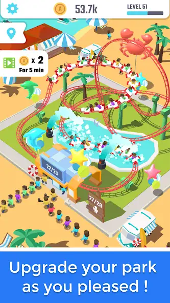 Download Idle Roller Coaster [MOD, Unlimited coins] + Hack [MOD, Menu] for Android
