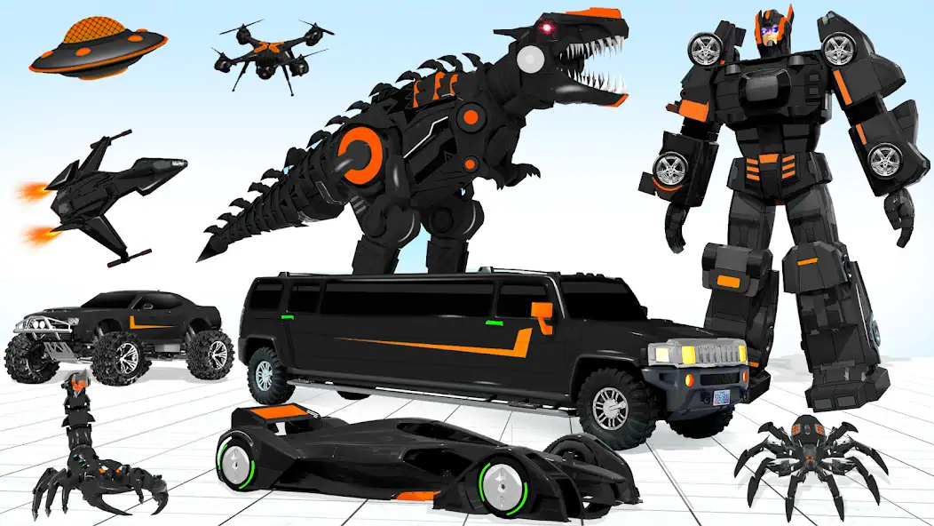 Download Limo Car Dino Robot Car Game [MOD, Unlimited coins] + Hack [MOD, Menu] for Android