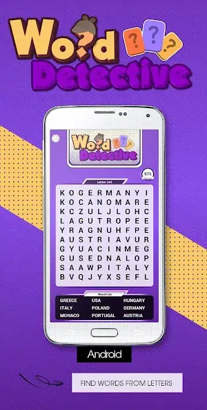 Download Word Detective Letter Search [MOD, Unlimited money] + Hack [MOD, Menu] for Android