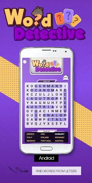 Download Word Detective Letter Search [MOD, Unlimited money] + Hack [MOD, Menu] for Android